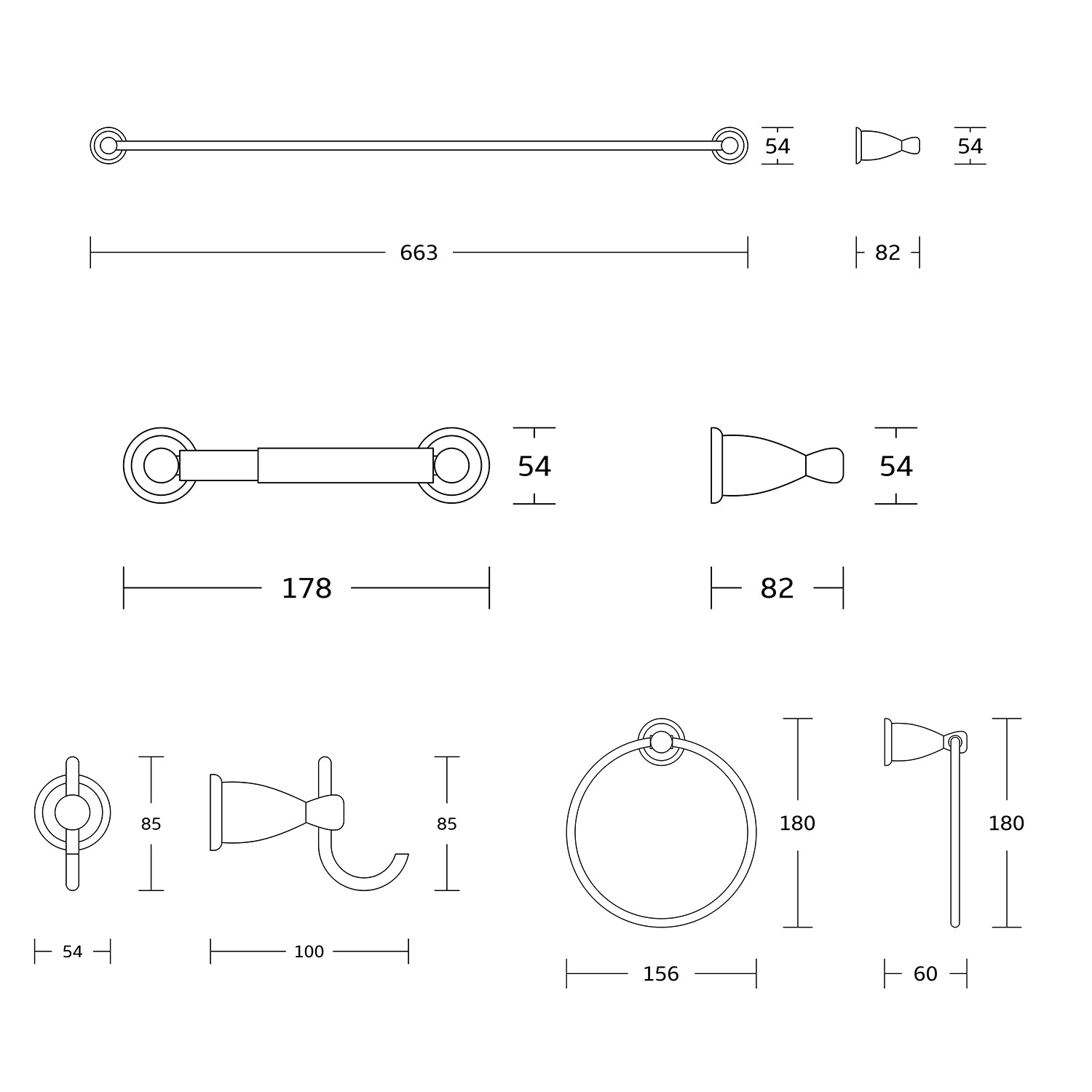 BGL 4-Piece Bathroom Accessory Set Brushed Nickel Bathroom Hardware Set 24 Inches Adjustable Towel Bar Towel Ring Paper Holder Robe Hook