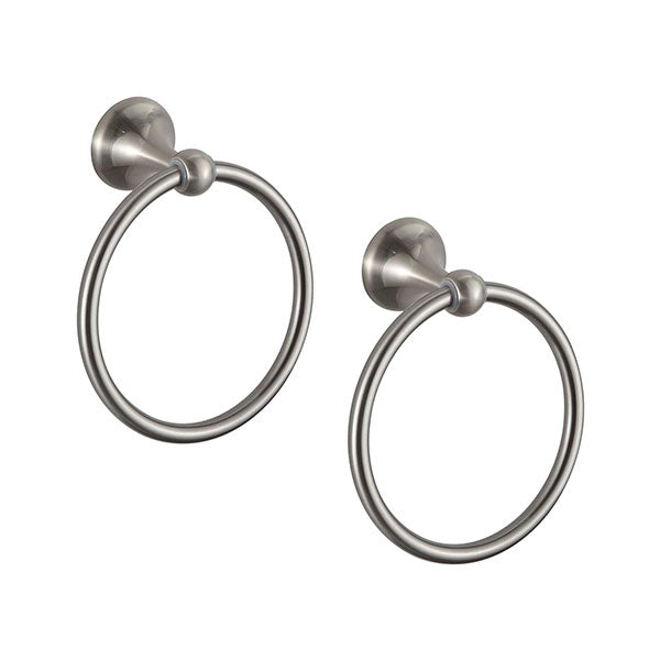 BGL Towel Ring Brushed Nickel Matal Wall Mount for Bathroom 2 Pack Classic Style