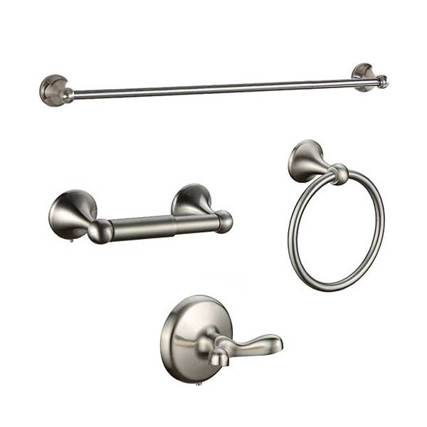 BGL Bathroom Accessories Set, Expandable Brushed Nickel 4-Piece Towel Bar  Set Hardware Wall Mounted