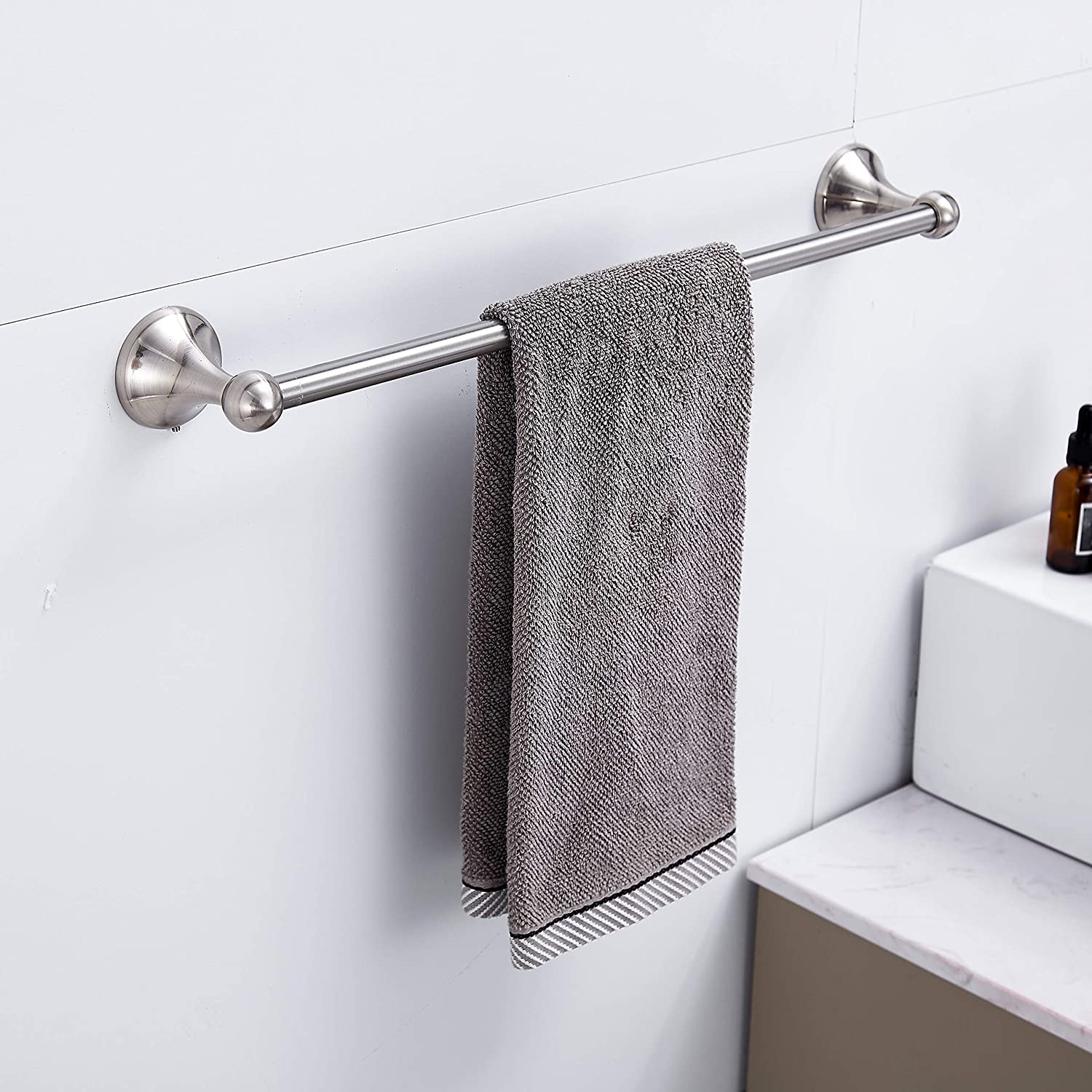 BGL Bathroom Hardware Set Brushed Nickel 4-Pieces Bathroom Towel Rack 24  Inches Adjustable Bathroom Accessories