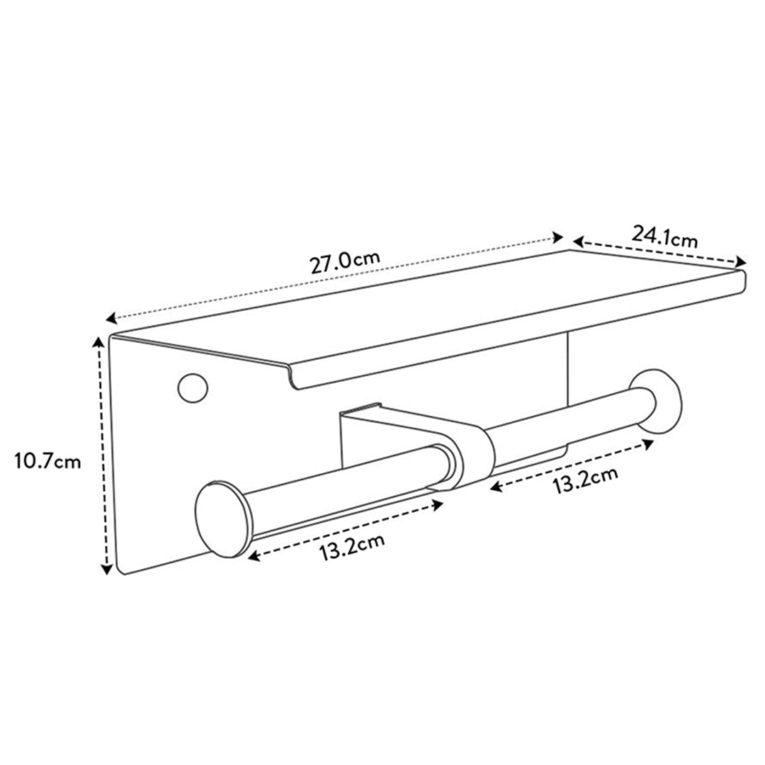 BGL Toilet Paper Holder with Shelf Brushed Nickel Double Head Toilet Tissue Roll Holder