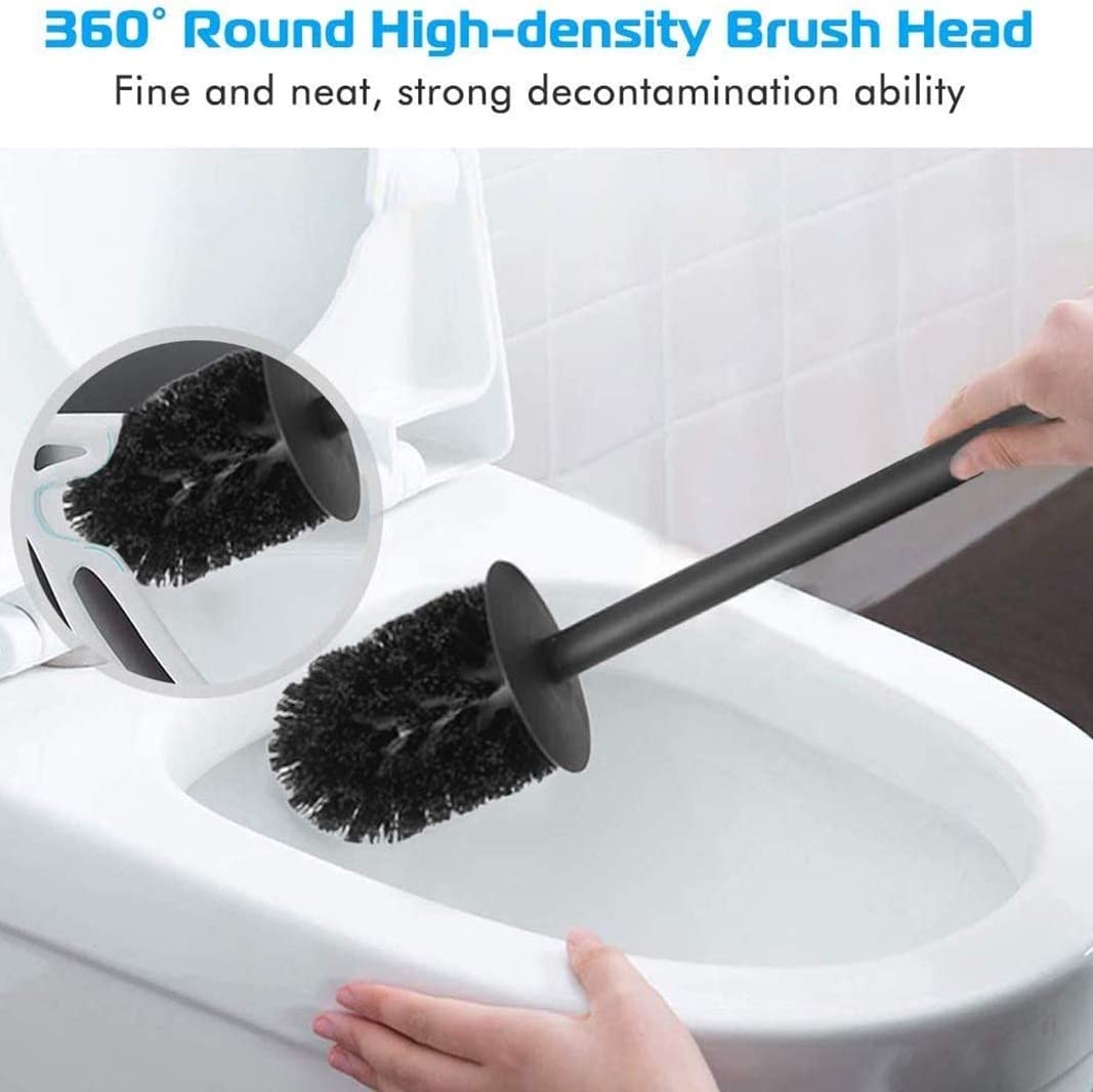 Stainless Steel 304 Rubber Painted Black Toilet Brush Cleaning Tool Holder with Toilet Brush